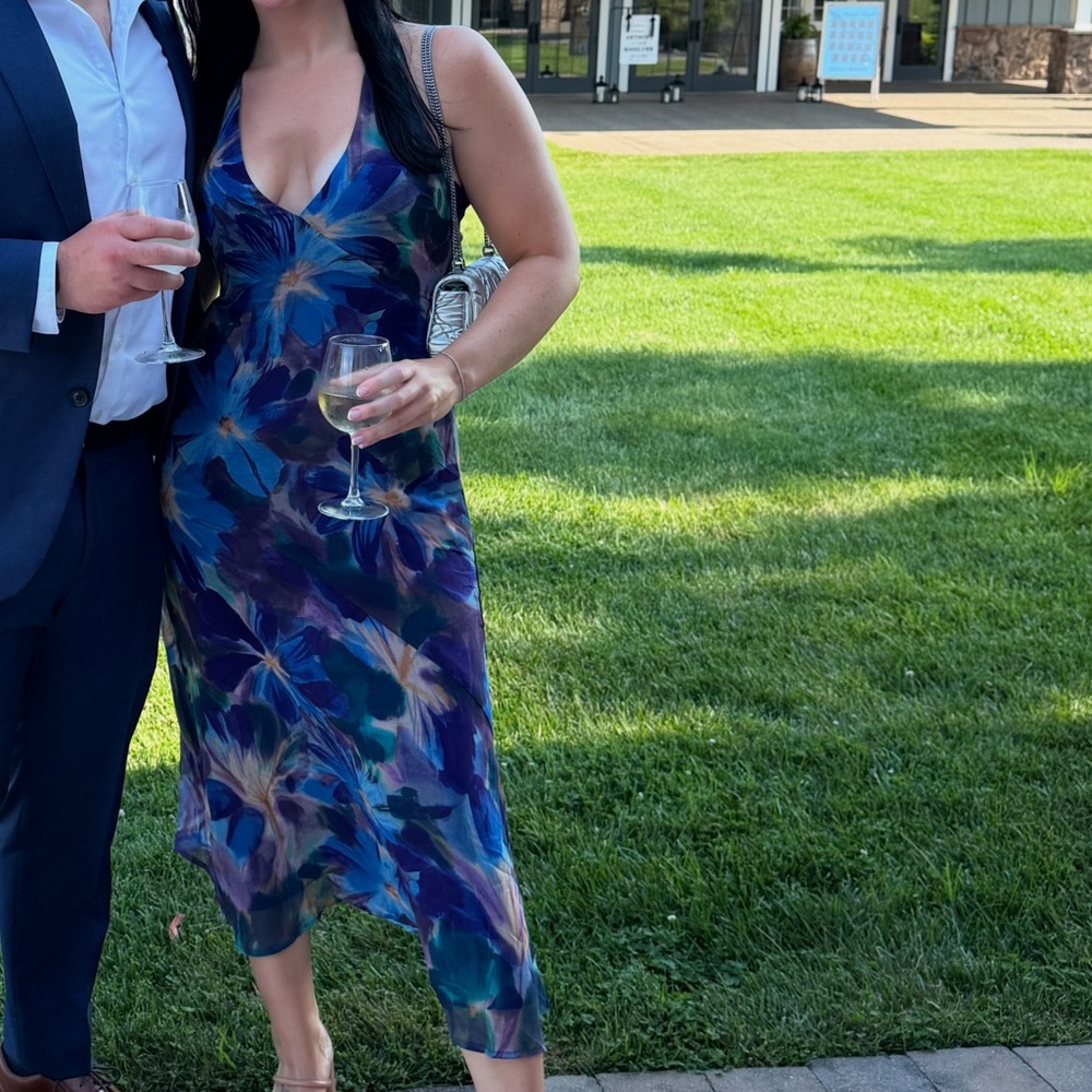 Lulu's Blue and Purple Midi Dress
